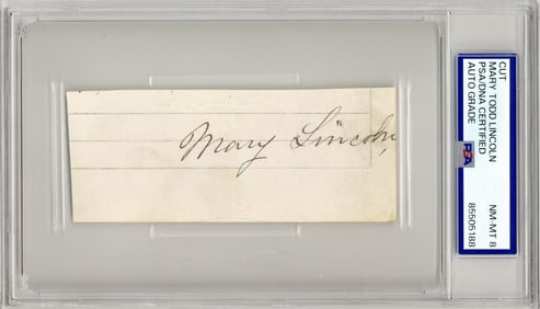 Mary Todd Lincoln Signature, PSA NM-MT 8