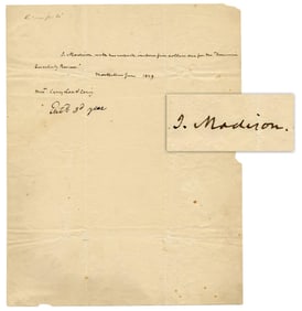 James Madison 3rd Person ALS Subscribing to "American Quarterly Review," Which Helped the
