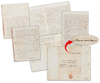 James Madison Endorses Diplomat’s Letter to Virginia Governor James Monroe Re: Jefferson