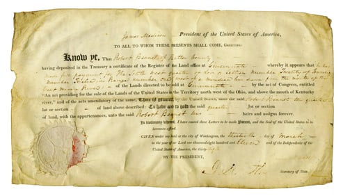James Madison DS Granting Land in Cincinnati