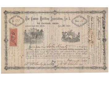 William McKinley & His Brother Sign a Canton Building Association Certificate, A Rare Pairing!