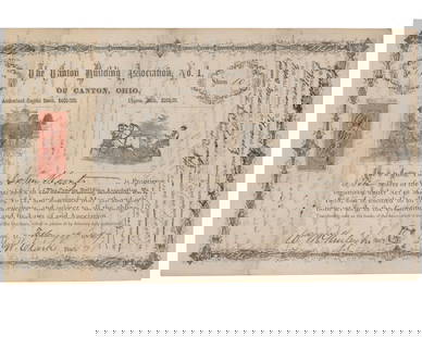William McKinley & His Brother Sign a Canton Building Association Certificate, A Rare Pairing!: William McKinleyCanton, Ohio, February 19, 1869William McKinley & His Brother Sign a Canton Building Association Certificate, A Rare Pairing!DSA stock certificate, Canton, Ohio, from The Canton Buildi