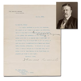 Theodore Roosevelt Letter Signed as President: "I believe it is a good thing to carry a shotgun on a
