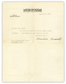 Theodore Roosevelt Beautiful TLS as Editor of Metropolitan