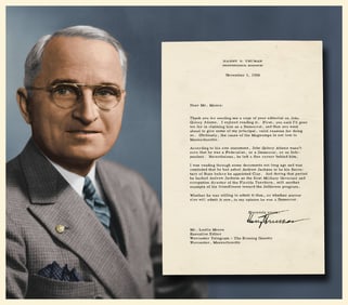 Harry Truman Bolstering His Opinion That JQA "was a Democrat"