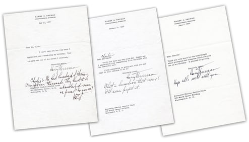 3 Lovely Harry S. Truman TLSs Plus Postscripts, With Truman Committee Association