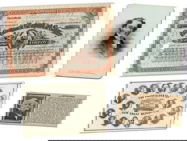 Cincinnati, Washington & Baltimore RR Stock Certificate Issued to Martin Van Buren's Grandson
