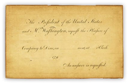 George Washington Engraved Dinner Invitation