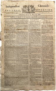 House’s Initial Response to George Washington’s First Inaugural Address, & His Homespun: George WashingtonBoston, MA, May 14, 1789House&#8217;s Initial Response to George Washington&#8217;s First Inaugural Address, & His Homespun SuitNewspaper[GEORGE WASHINGTON.] Independent Chronicle and