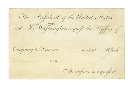 George Washington Dinner Invitation, Vintage 19th Century Reprint