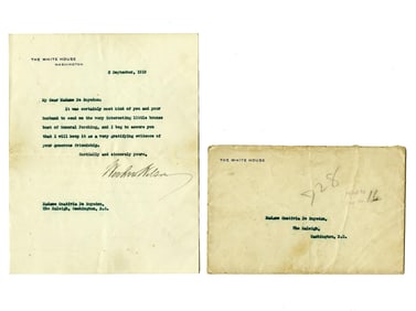 Woodrow Wilson TLS Mentioning Gift of a Bust of Gen. Pershing