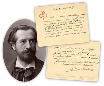 Frédéric Auguste Bartholdi 1899 ALS: "…I am always a slave to my word"