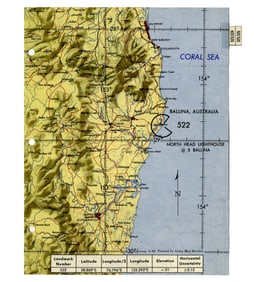 Apollo 9 Flown Landmark Map Showing the Coast of Australia, Ex. Jim McDivitt