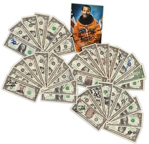 30 Apollo, Gemini, & STS Astronauts Dealer's Lot of Signed Currency, 38pcs Total!