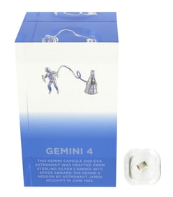 Gemini 4 Flown Astronaut & Capsule Pins, Crafted from Sterling Silver Aboard Craft, With Piece of
