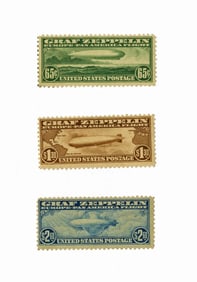 Lot of 3 Unused Graf Zeppelin Stamps From 1930 Europe-Pan American Flight