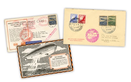 Flown Hindenburg Postcard on First Flight to North America, Plus Later Flown Cover!