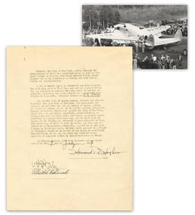 Howard Hughes TDS 3 Days Before Historic Round the World Flight: Howard HughesNew York, NY, July 7, 1938Howard Hughes TDS 3 Days Before Historic Round the World FlightTDSA historically significant document signed "Howard R. Hughes" in which the aviator requests per