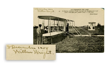Wilbur Wright Signed Postcard During Successful Exhibition Flights in Europe
