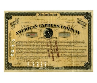 William G. Fargo Signed 1874 American Express Company Stock Certificate