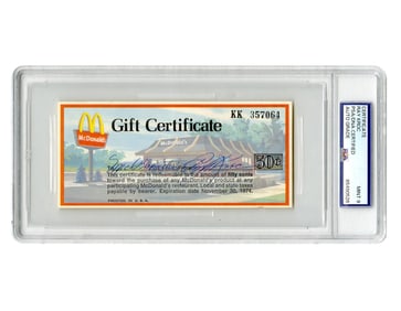 Ray Kroc Signed Sought-After McDonald's Gift Certificate, PSA Graded MINT 9