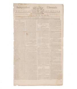 1789 Boston Newspaper: Establishing Washington's Cabinet & Title: Colonial BostonBoston, MA, May 28, 17891789 Boston Newspaper: Establishing Washington's Cabinet & TitleNewspaperAn issue of the "The Independent Chronicle and The Universal Advertiser", Volume XXI, No