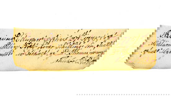 William Ellery Signed Doc Mentioning Dr. Young - Organizer of Boston Tea Party: William ElleryNewport, RI, April 27, 1775William Ellery Signed Doc Mentioning Dr. Young - Organizer of Boston Tea PartyADS1 small slip, Newport, Rhode Island, dated April 27, 1775. A payment note to T