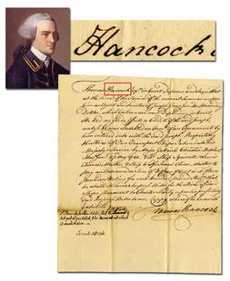 John Hancock 3rd Person Signed Handwritten Doc: "Two Transport Ships Taken into his Majesty's: John Hancock[Boston, MA], ca. October 1761John Hancock 3rd Person Signed Handwritten Doc: "Two Transport Ships Taken into his Majesty's Service," Fantastic!ADSJohn Hancock (1737-1793). Autograph Docum