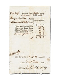 Robert Treat Paine, Declaration Signer, Signed Bill for Court Fees