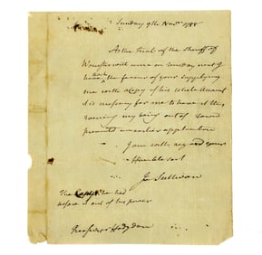 Maj. Gen'l John Sullivan ALS Requesting Docs for the Trial of Sheriff of Worcester