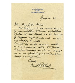 Basil Rathbone ALS Accepting Patronage at UCLA