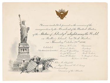 Rare Invitation to the Statue of Liberty Inauguration, Designed by Tiffany & Co.