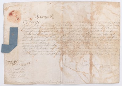 George I Signed Military Commission In Horse Guard Troop Whose Commander Was Attainted By