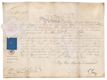 Queen Victoria Military Commission For Career Army Officer Who Served in India, China, Hong Kong, &