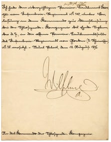 Wilhelm II Signed New Castle Military Commission - Huge Signature, Approx. 5" x 3"!