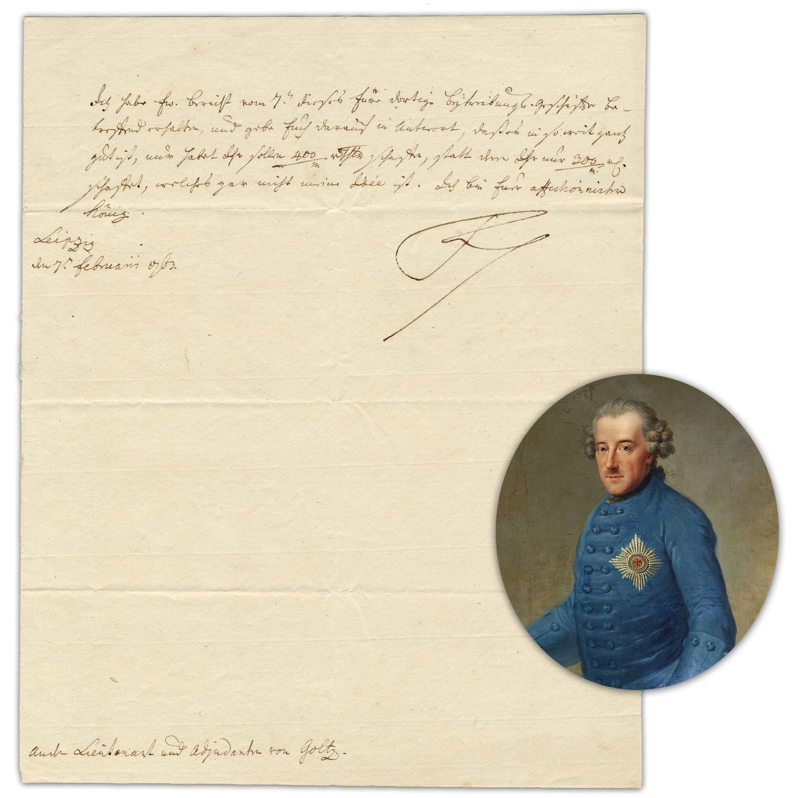 Frederick the Great Boldly Signed LS Relating To Money Collection 3 Days Before the 1763 War-Ending (1 of 6)
