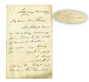 Ralph Waldo Emerson ALS: London Art Touring, Hunterian Museum & Turner's Studio
