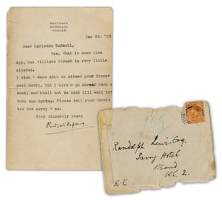 Rudyard Kipling TLS Re: Villiers Street, Where He Worked On 1st Novel, Along With Bonus Initialed
