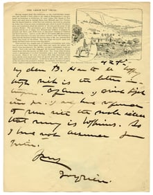 Joaquin Miller ALS Answering Philosophical Question on "Arbor Day Cross Stationery"