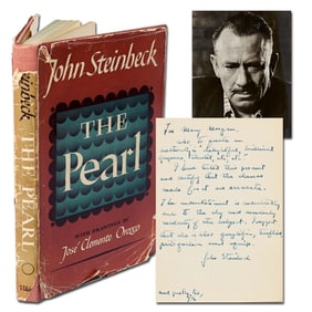 John Steinbeck Signed Presentation Copy of "The Pearl," With Lengthy Inscription to his Typist