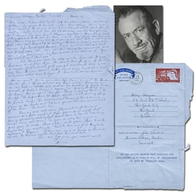 John Steinbeck Playful Autograph Letter Twice Signed to His Typist "M.M."