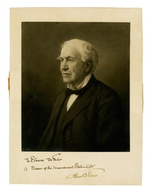 Thomas Edison Fantastic SP to "a Pioneer of the Incandescent Electric Light" - Best Inscription