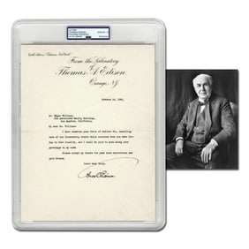 Thomas Edison TLS, PSA Gem Mint 10, Exceptional!