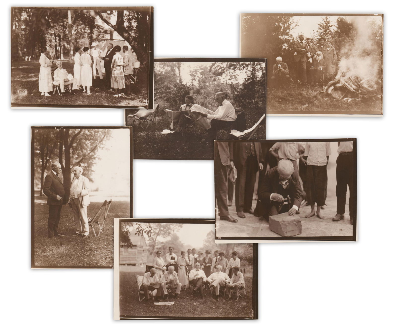 Thomas Edison & "The Vagabonds": Lot of 6 Vintage Photographs, 1915-1921 (1 of 6)