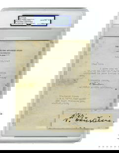 Albert Einstein PSA GEM MT 10 TLS, Allows Thoughts on Astrology to be Made Public: Albert EinsteinPrinceton, NJ, February 12, 1943Albert Einstein PSA GEM MT 10 TLS, Allows Thoughts on Astrology to be Made PublicTLSA brief TLS signed "A. Einstein" at conclusion and addressed to one E