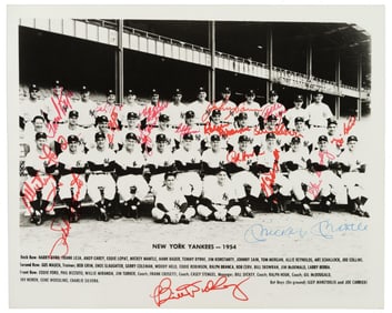 1954 Yankees Team Signed Photo, Mantle, Berra, Ford, Rizzuto, Dickey! 18 Key Signers! JSA