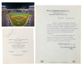 Final Yankee Stadium Construction Payment "...for Bleachers... Maple for Seats" & Season Pass!