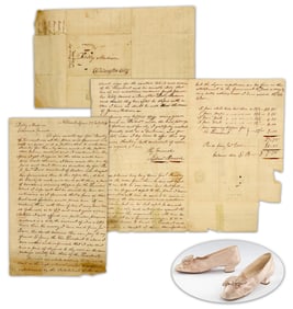 James Madison's Slippers! MA Cobbler ALS Re: "handsome morning slippers for the President" With VP