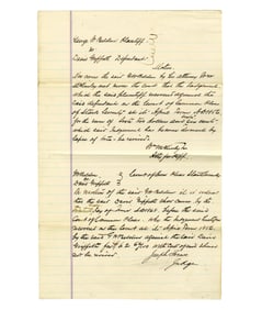 William McKinley Signed Legal Motion for His Mentor & Law Partner