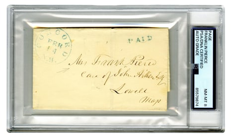 Franklin Pierce Handwritten Address Leaf, PSA Slabbed & Graded NM-MT 8